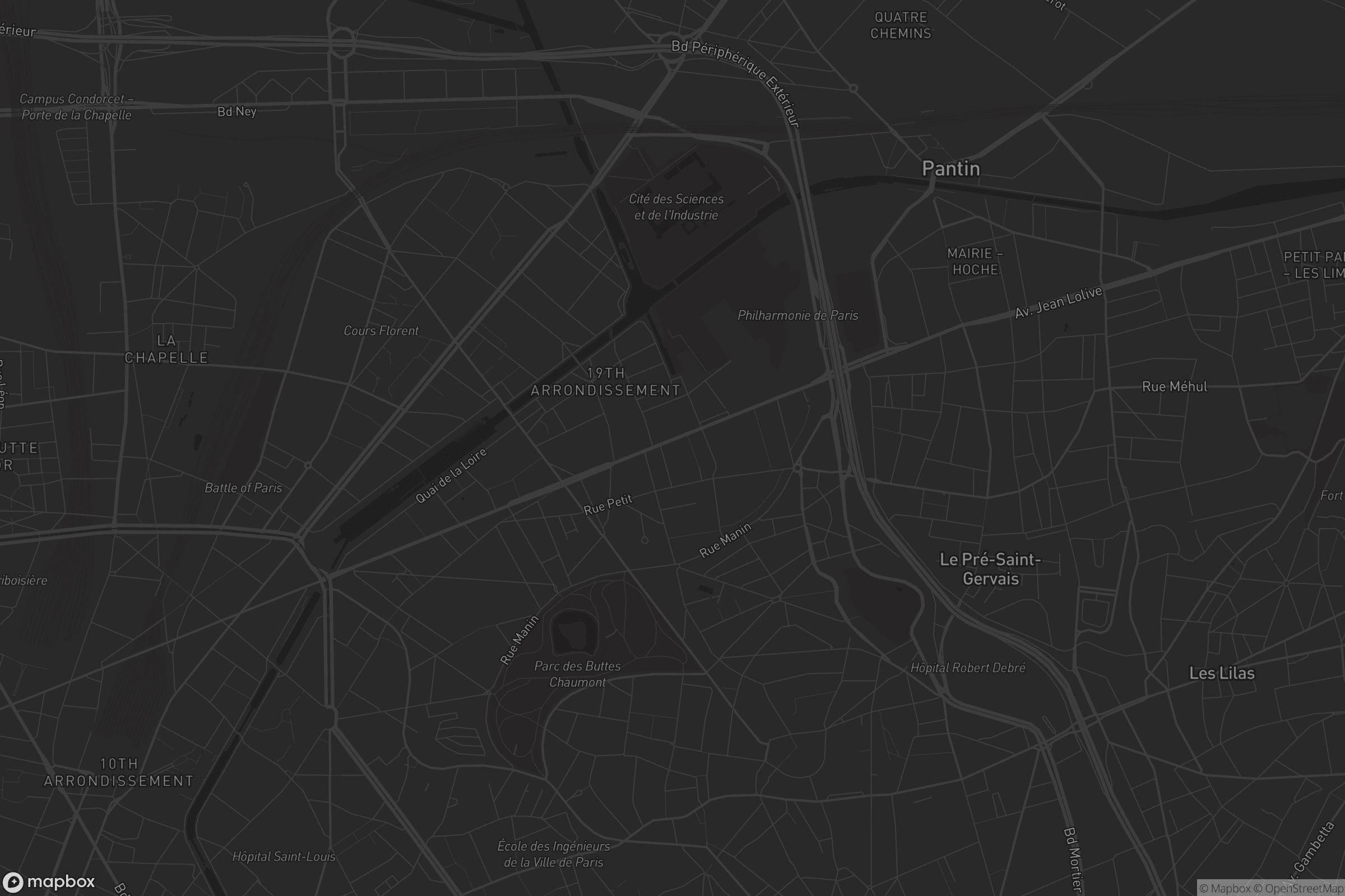 Carte de Paris 19e Arrondissement