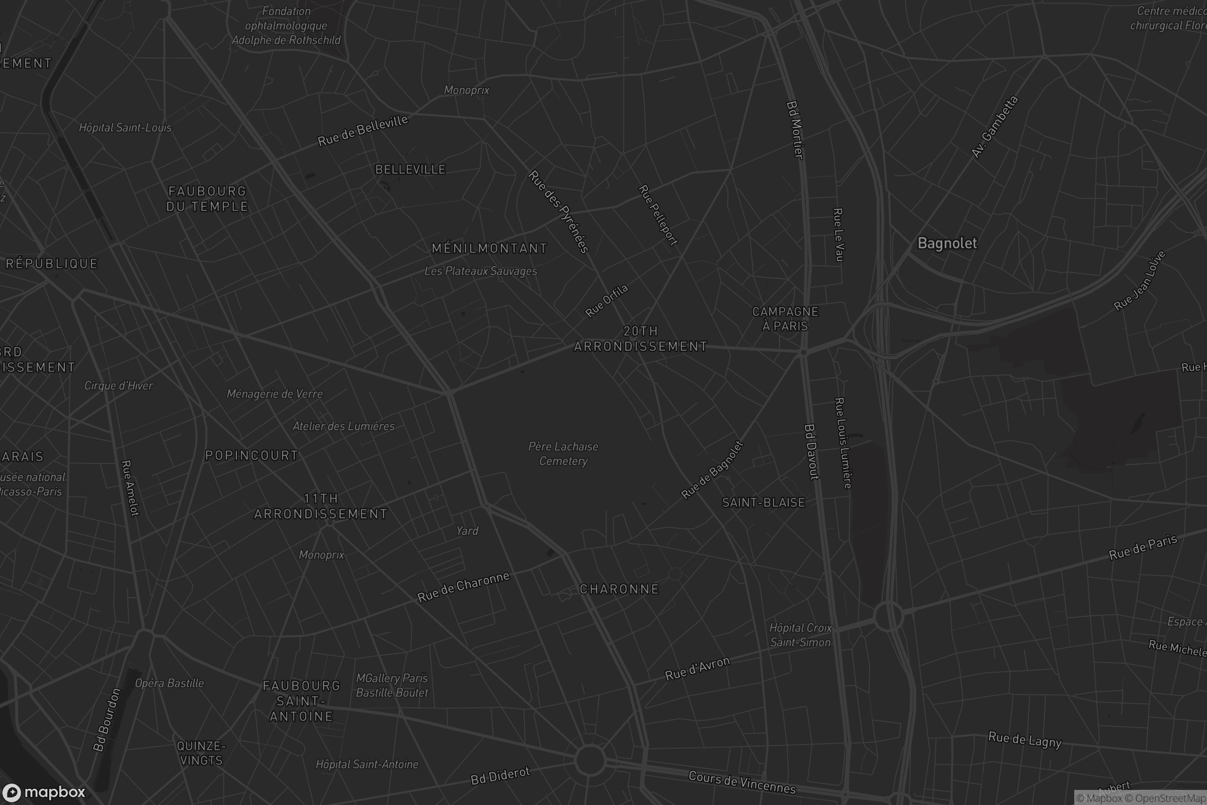 Carte de Paris 20e Arrondissement