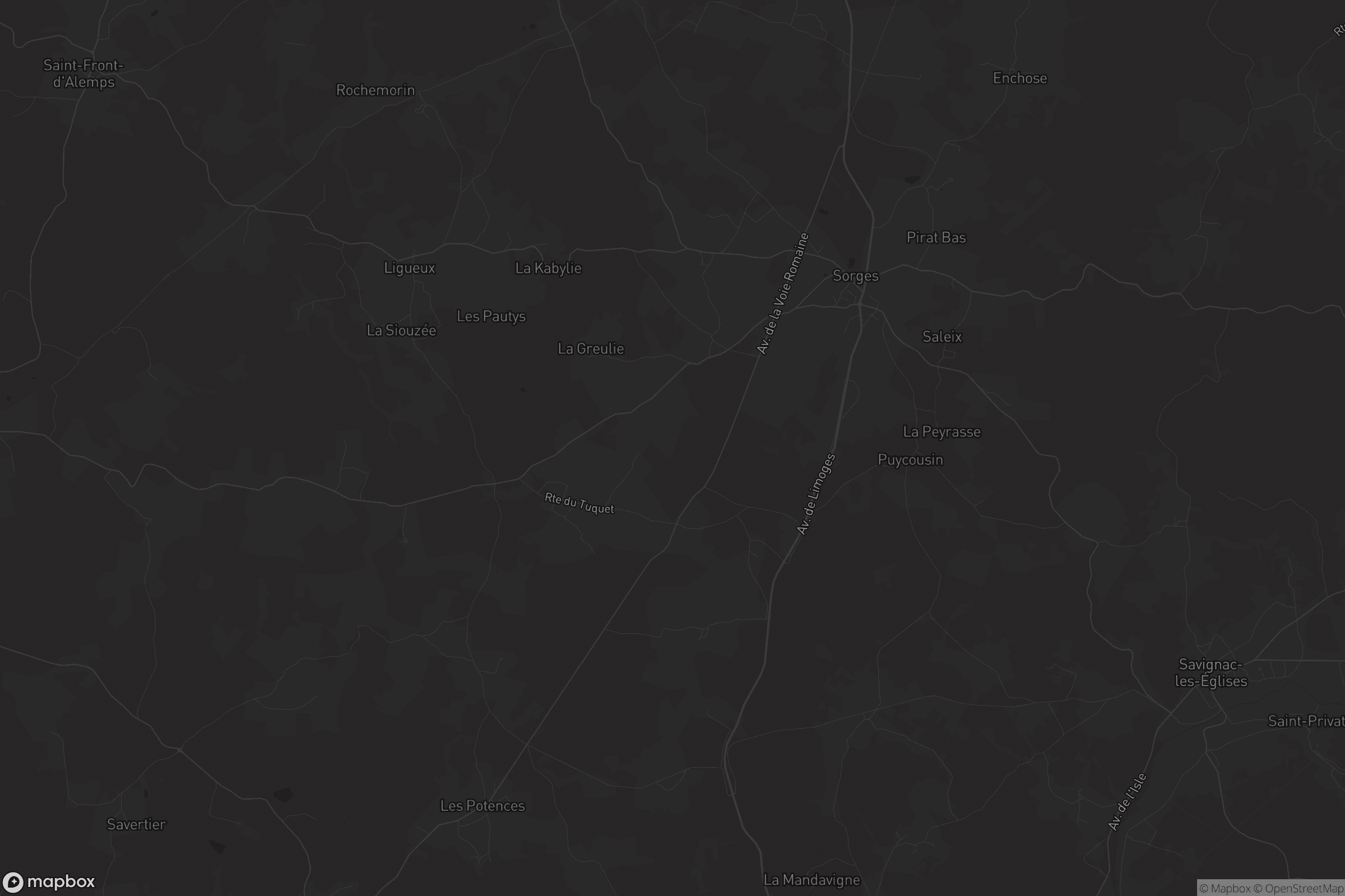 Carte de Sorges et Ligueux en Périgord